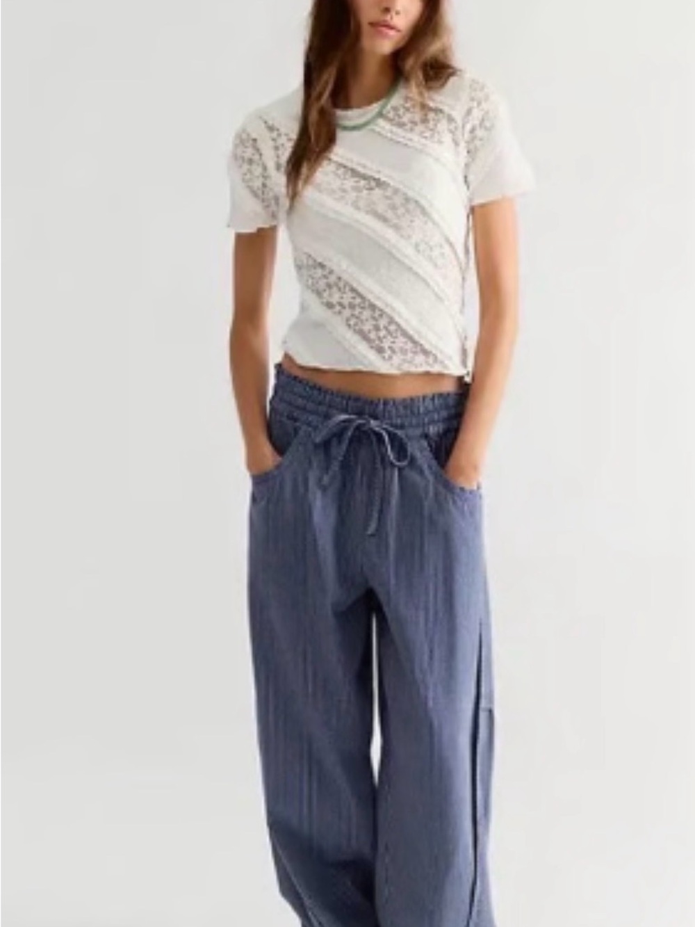 NWT Free People Solita Lace Top in White Size M